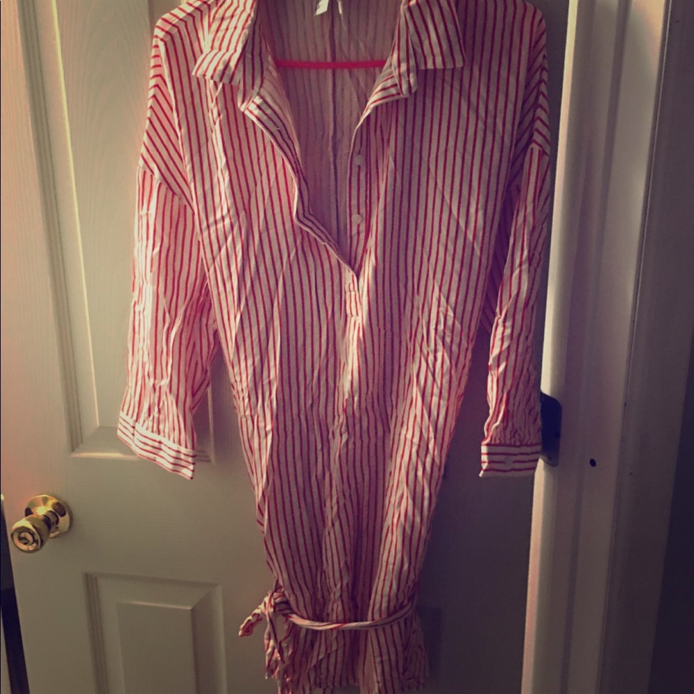 Long sleeve dress stripe red and white